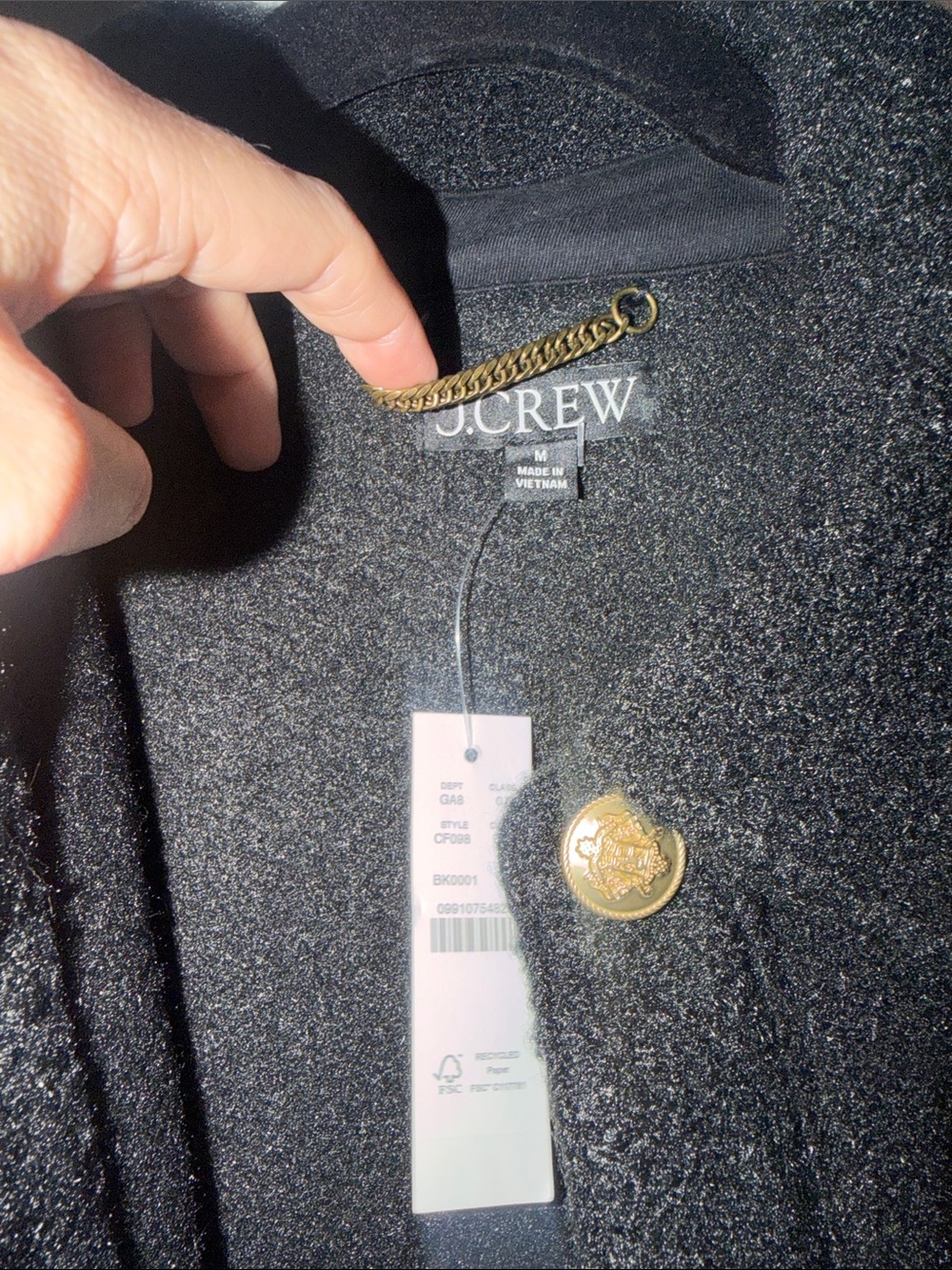 J. Crew | Jackets & Coats | J Crew Black Boucl Shirtjacket With Gold Buttons - Picture 4 of 5